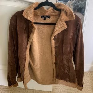 Thrifted vintage Y2K velvet brown jacket/coat with button closure size small